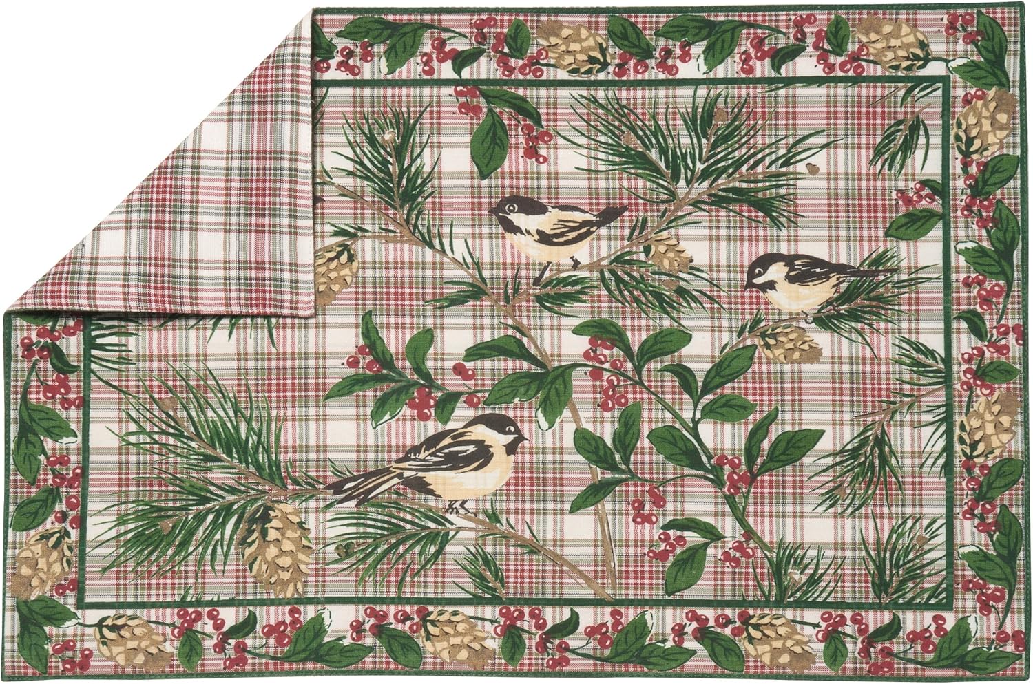 April Cornell Chickadee Plaid Holiday Placemat, Set of 4
