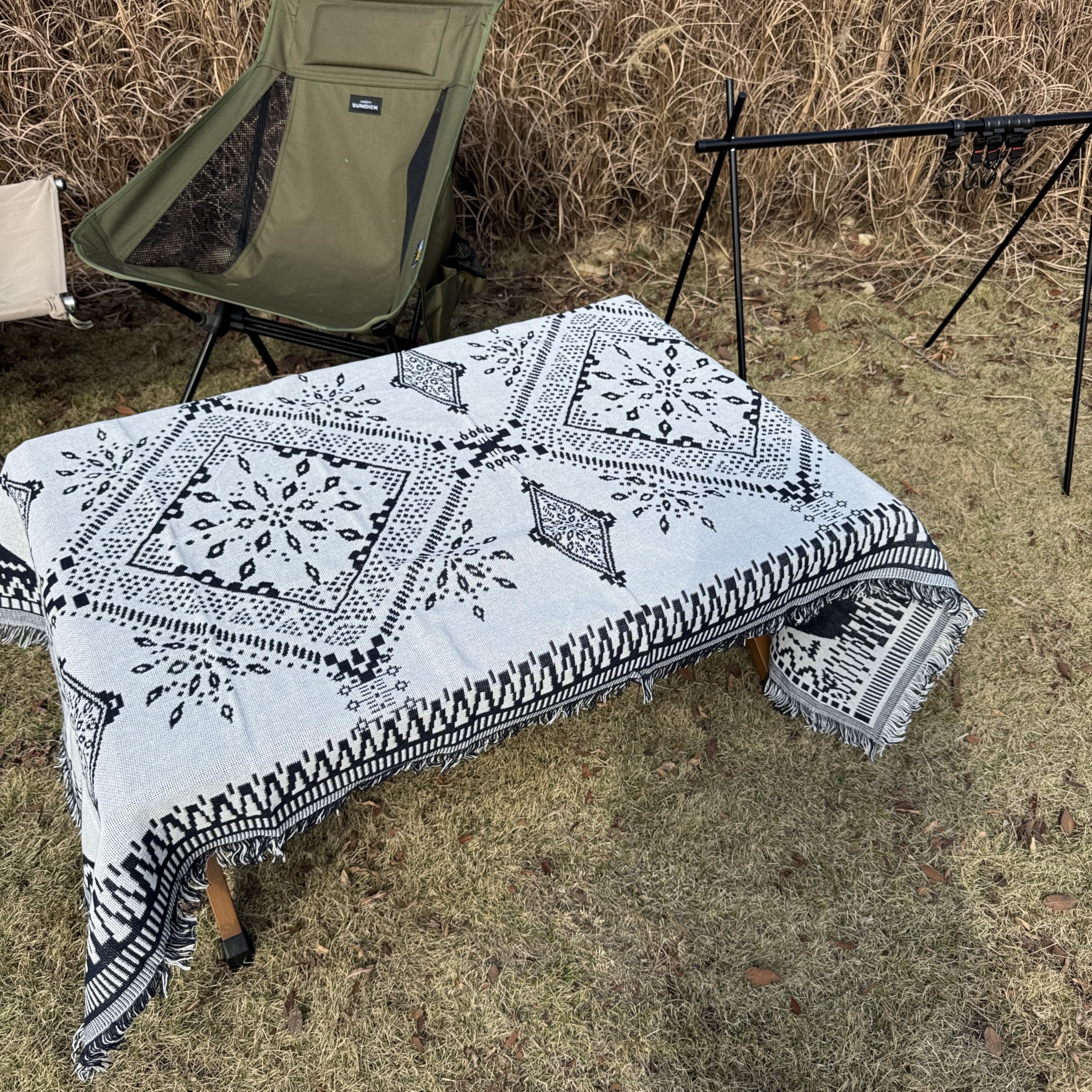 Amazon｜Peel Forest キャンプ ラグマット オルテガ モノクロ マルチ