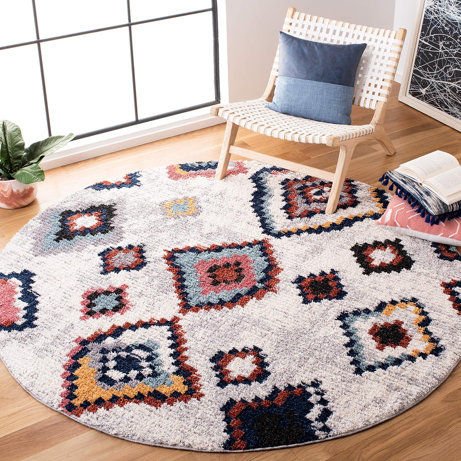SAFAVIEH Morocco Collection Accent Rug - 2'6" x 4', Ivory & Multi, Moroccan Boho Tribal Design, Non-Shedding & Easy Care, Ideal for High Traffic Areas in Entryway, Living Room, Bedroom (MRC940A)