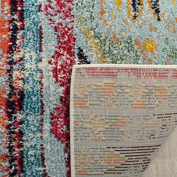 SAFAVIEH Monaco Collection Area Rug - 9' x 12', Multi, Boho Chic Tribal Distressed Design, Non-Shedding & Easy Care, Ideal for High Traffic Areas in Living Room, Bedroom (MNC222F)
