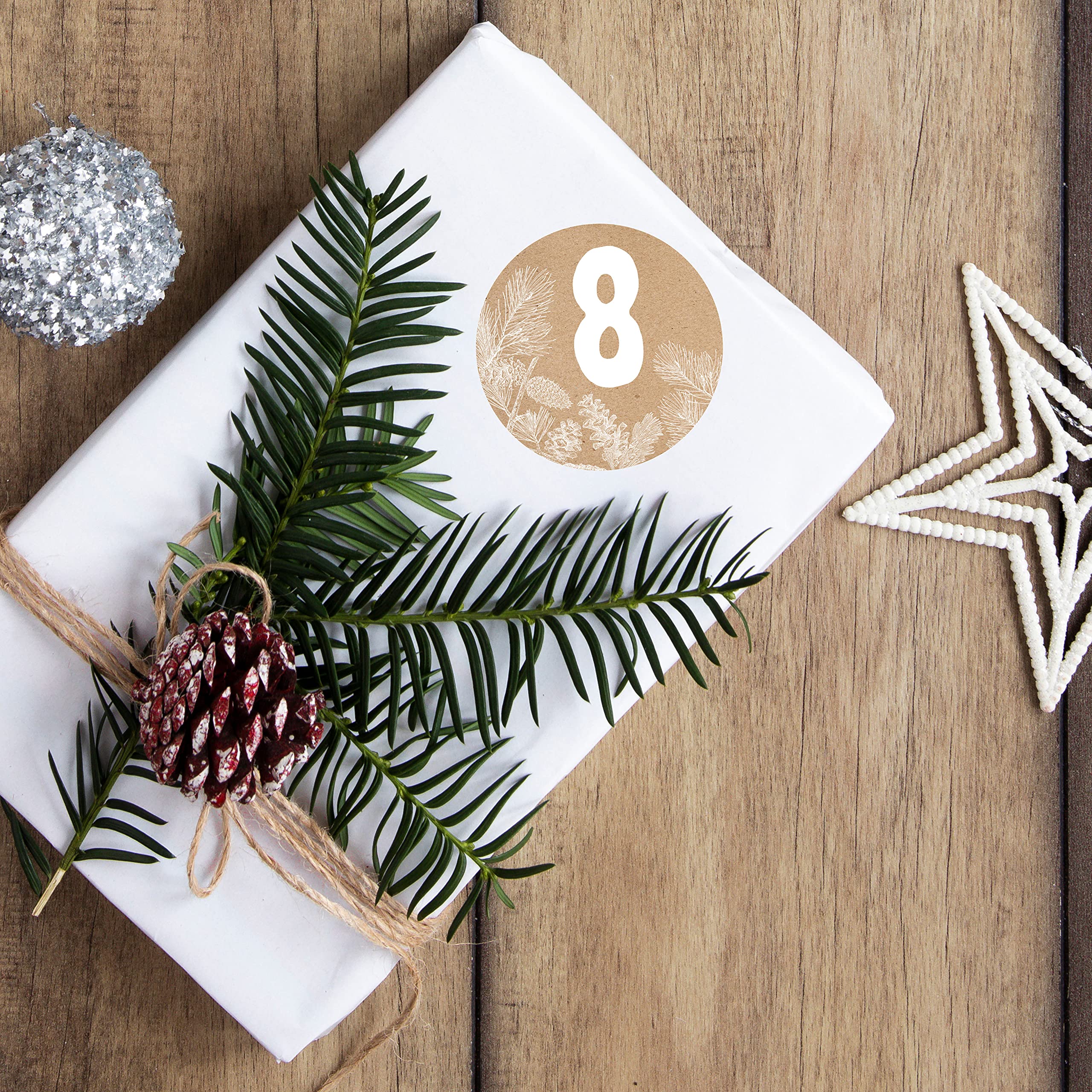 Pegatinas De Calendario De Adviento De Navidad, Pegatinas De Cuenta Regresiva De Adviento, 1-24 Pegatinas De Números De Navidad, Pegatinas De Sellado Para Etiquetas De Bolsas De Galletas