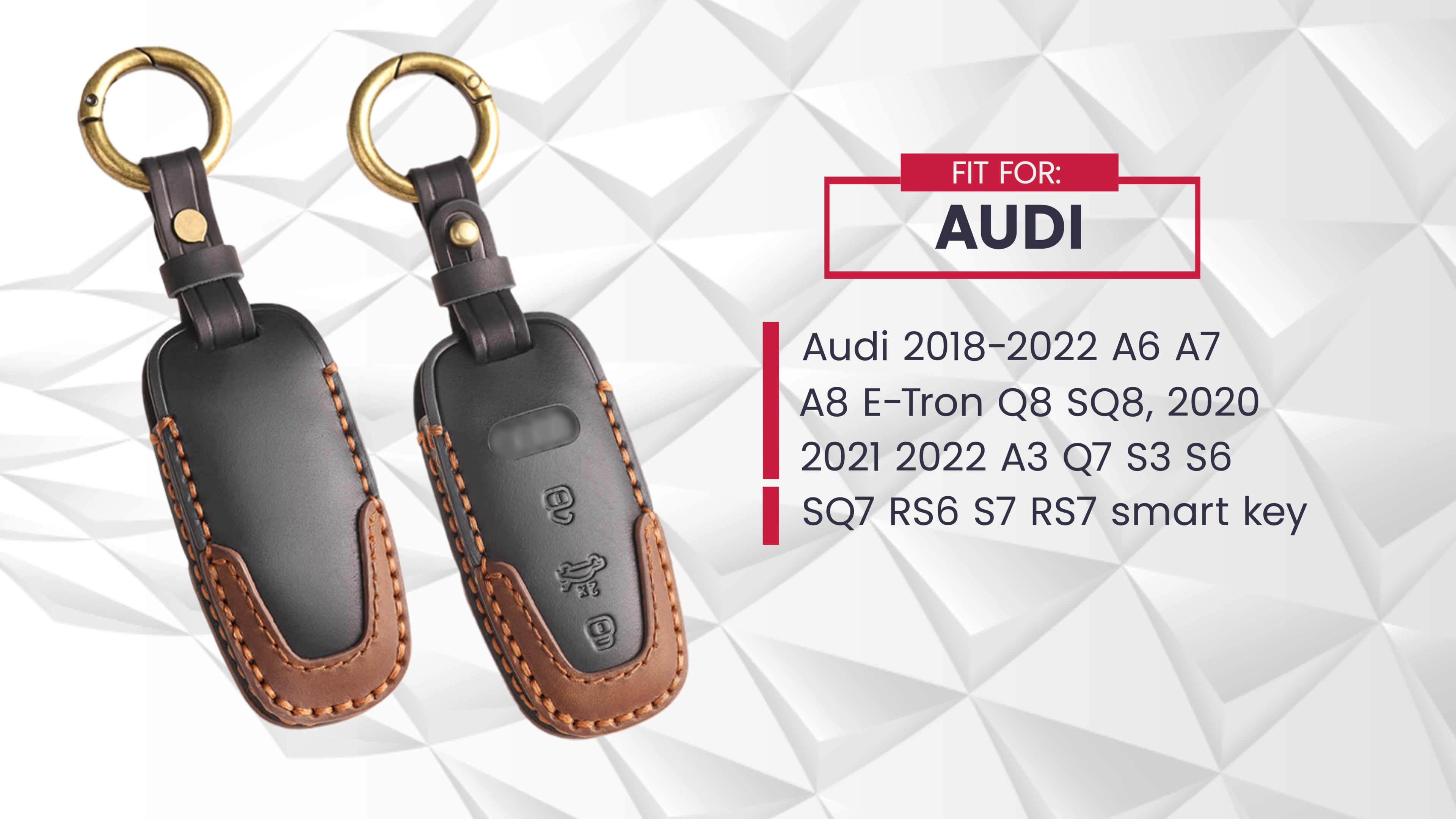 Zinc Alloy Car Key Cover For Audi A6 A7 A8 Q8 E-Tron 2018-2022 - Gray Protective Case With Keychain