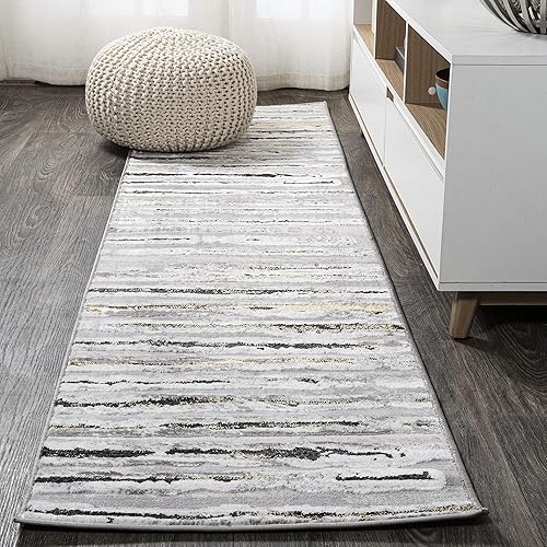 Miniatura 9 de JONATHAN Y SOR204A-8 Batten - Alfombra moderna a rayas para interiores, contemporánea, de transición, a rayas sólidas, fácil de limpiar, para Gris