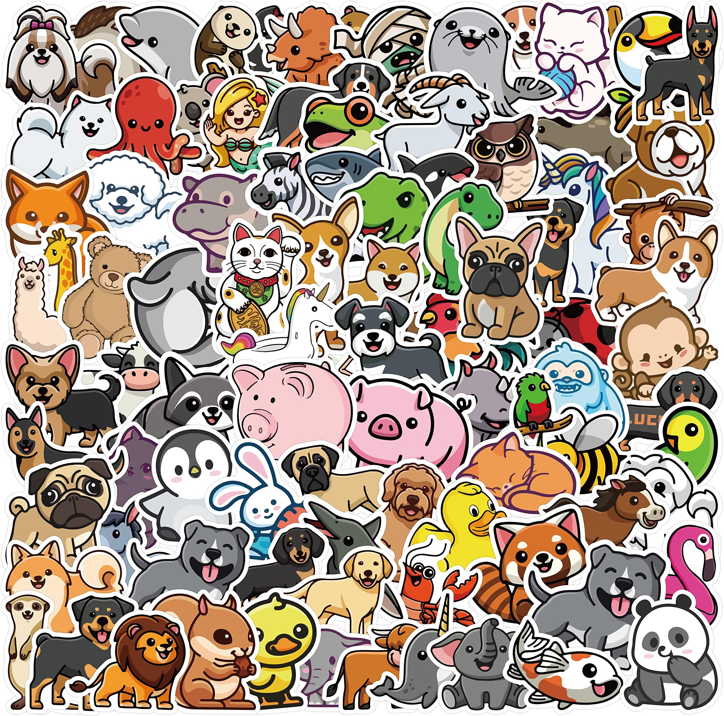 105Pcs Cute Animal Stickers for Children Kids, Waterproof Vinyl Stickers for Scrapbooking Laptop Reward Suitcase Phone Aesthetic Kawaii Luggage Skateboard Cool Fun Decals for Girls