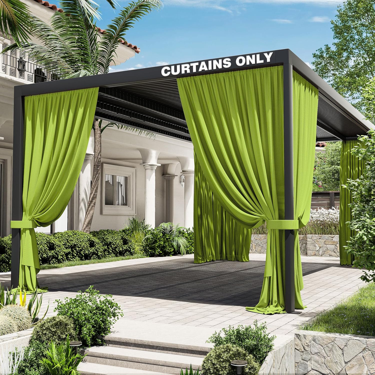 Gazebo Universal Replacement Privacy Curtain,12'20' Gazebo Outdoor Waterproof Curtains, 4-Panels Sidewall Curtains with Double Zipper for Patio Canopy, Garden and Backyard (Curtain Only)