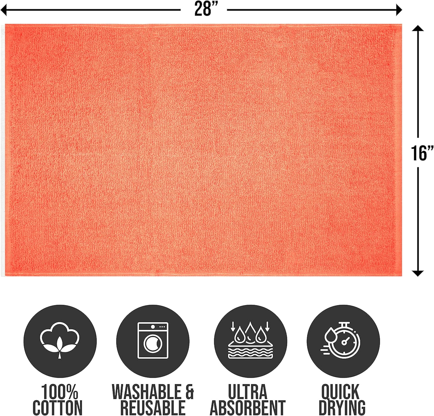 Softolle Salon Towels – Pack of 24 (16"x27") 100% Cotton Ring Spun – Ultra Soft, Highly Absorbent Hand Towels – Bulk for Spa, Gym & Salon (Coral)