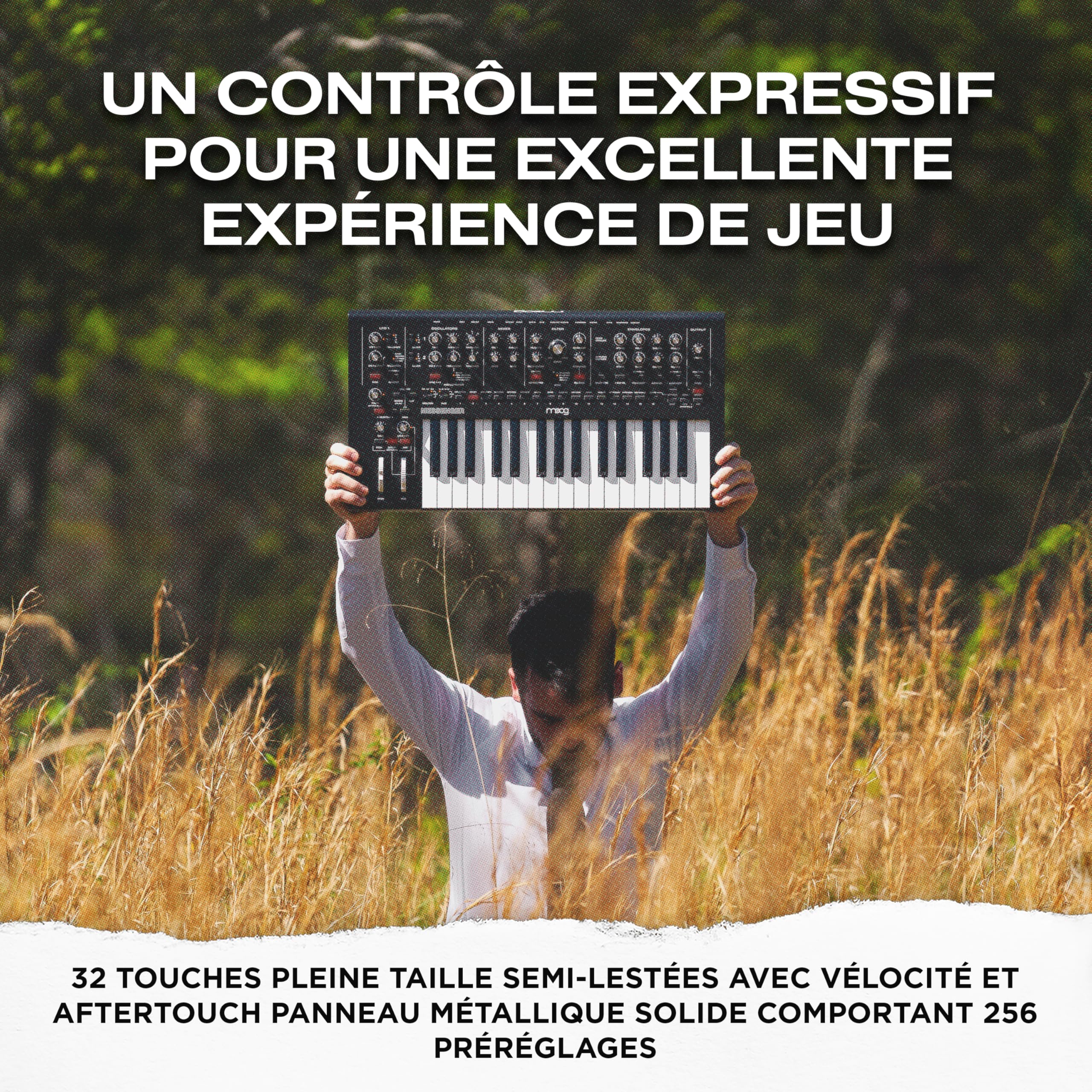 MOOG Messenger - Synthétiseur Monophonique Analogique Nouvelle Génération avec Clavier 32 Touches, Séquenceur 64 Pas, 256 Préréglages et Compensation RES BASS