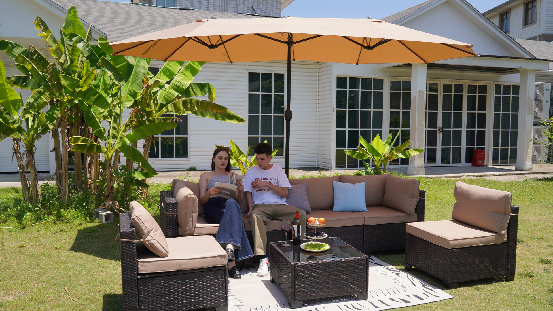Amazon.com : LEVELEVE 15FT Large Patio Patio Umbrella with Base