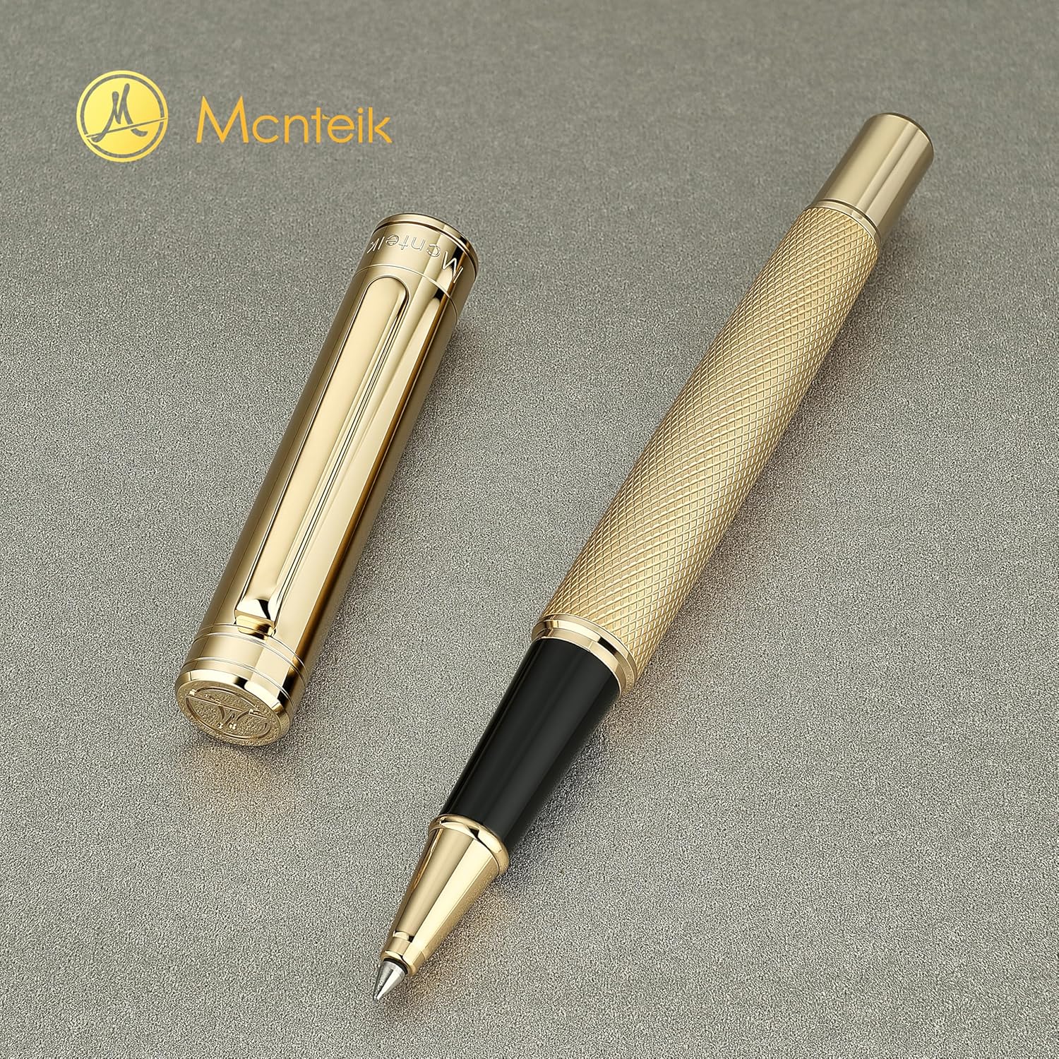 Gold Rollerball Pen, Stunning Luxury Pen with Mesh Texture Design and 24K Gold Finish, Fancy Gift Set for Men & Women, Business Signature, Executive, Office, Nice Fancy Designer Pens - Image 3