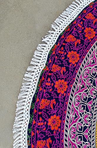 Miniatura 114 de Tapiz redondo de mandala indio para playa, mantel de algodón hippy bohemio, gitano, toalla de playa, tapete de yoga redondo