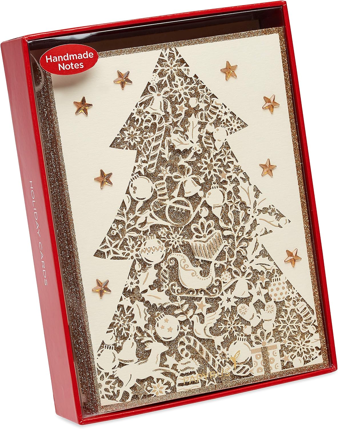 Papyrus Boxed Christmas Cards with Envelopes, Joyful Christmas and Wonderful New Year, Gold Christmas Tree (8-Count)