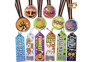 24PCS Halloween Ghost Medal Trophies and Award Ribbons for Pumpkin Contest Rewards