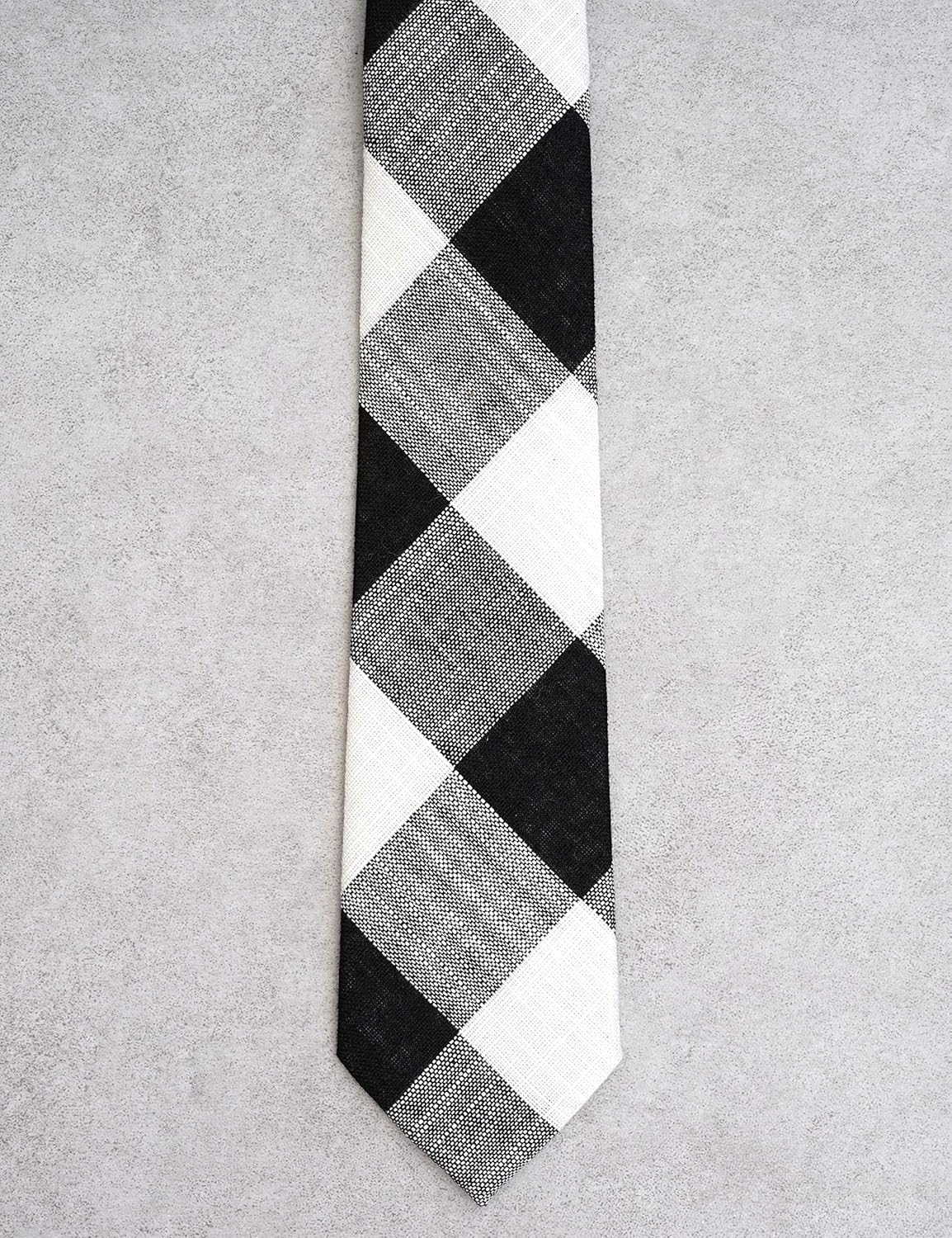 Cotton Skinny Tie for Men, Slim Neckties Plaid and Striped - Image 3