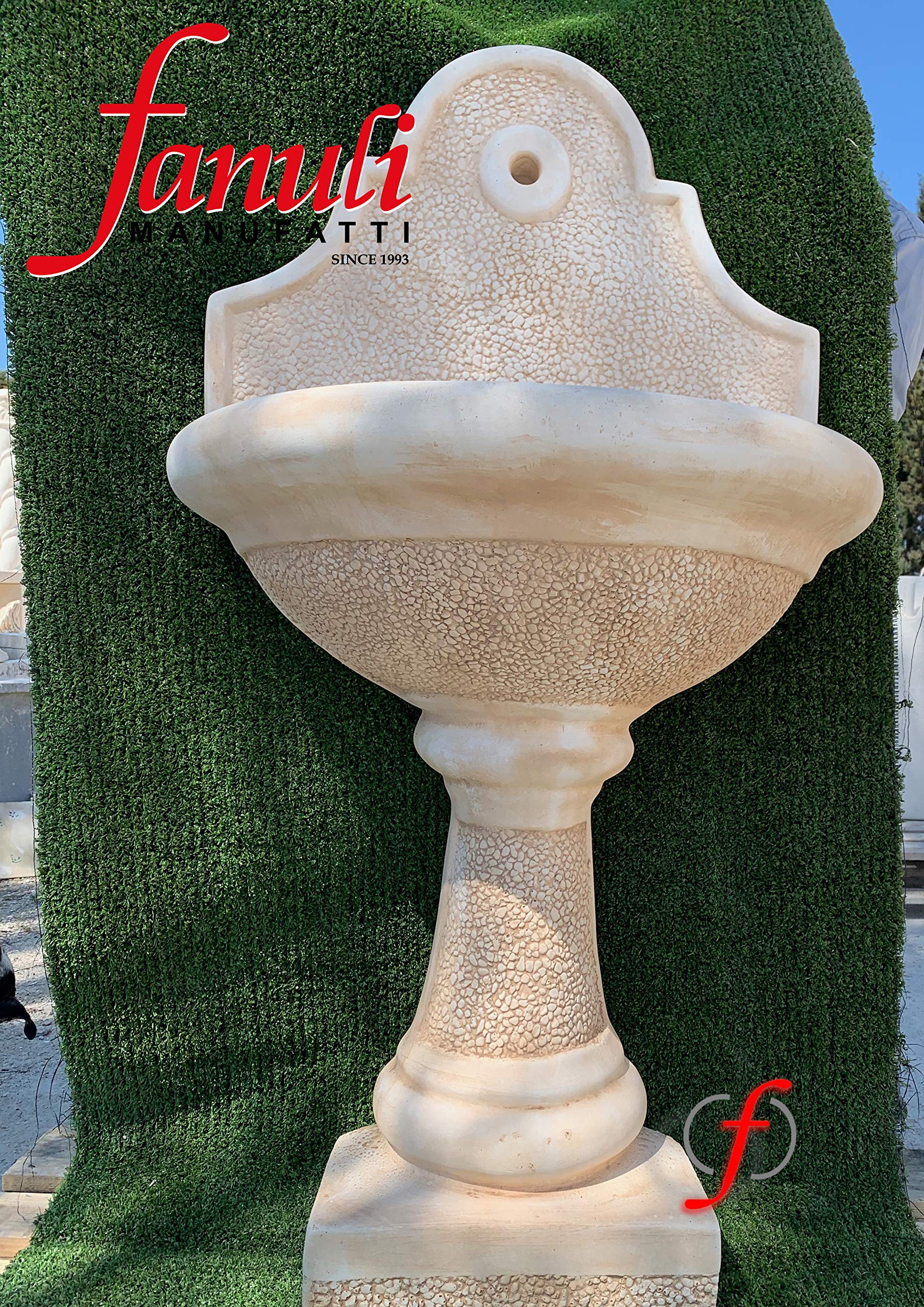 FONTANA A MURO TROPEA, FONTANA A COLONNA, SALVA SPAZIO, SCARICO A SCOMPARSA, LAVAMANI, ACQUAIO DA GIARDINO, LAVELLO DA ESTERNO FONTANELLA IN CEMENTO BIANCO E POLVERE DI MARMO, FONTANINE DA RUBINETTO