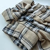 Vista 2 de Camisa casual suave a cuadros para perro, camisa de algodón con pajarita para boda, disfraces de Navidad (L, caqui oscuro)