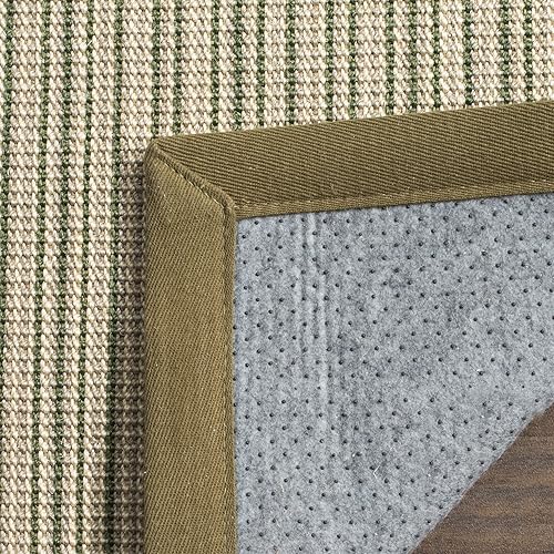 Miniatura 4 de SAFAVIEH Natural Fiber Collection NF442A - Alfombra de pasillo de 2 x 8 pies, verde y verde, diseño de sisal a rayas, fácil cuidado, ideal para