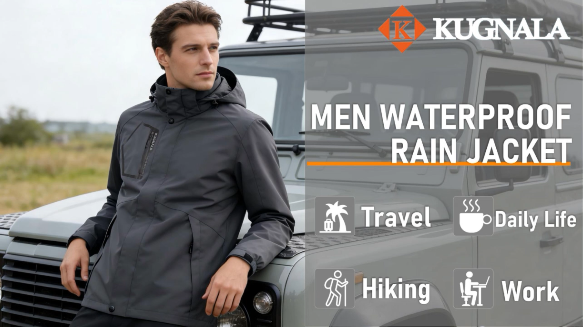 Amazon.com: Kugnala Men's Rain Jacket Waterproof Raincoat Hood