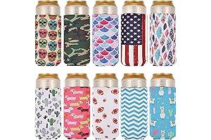 10 Pieces Slim Can Cooler - 12oz Tall Insulated Neoprene Can Sleeves...