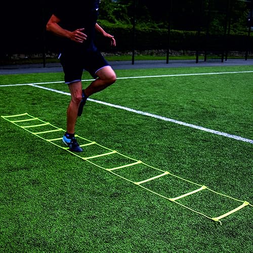 Miniatura 4 de QuickPlay PRO - Escalera de agilidad sin enredos con bloqueo rápido, peldaños planos ajustables + bolsa de transporte (11 peldaños), escalera de