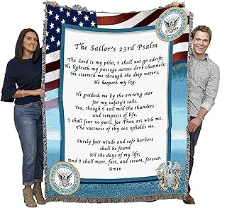 Pure Country Weavers PCW - US Navy - The Sailor's 23rd Psalm Blanket - Gift Military Tapestry Throw Woven from Cotton - Made in The USA (72x54)