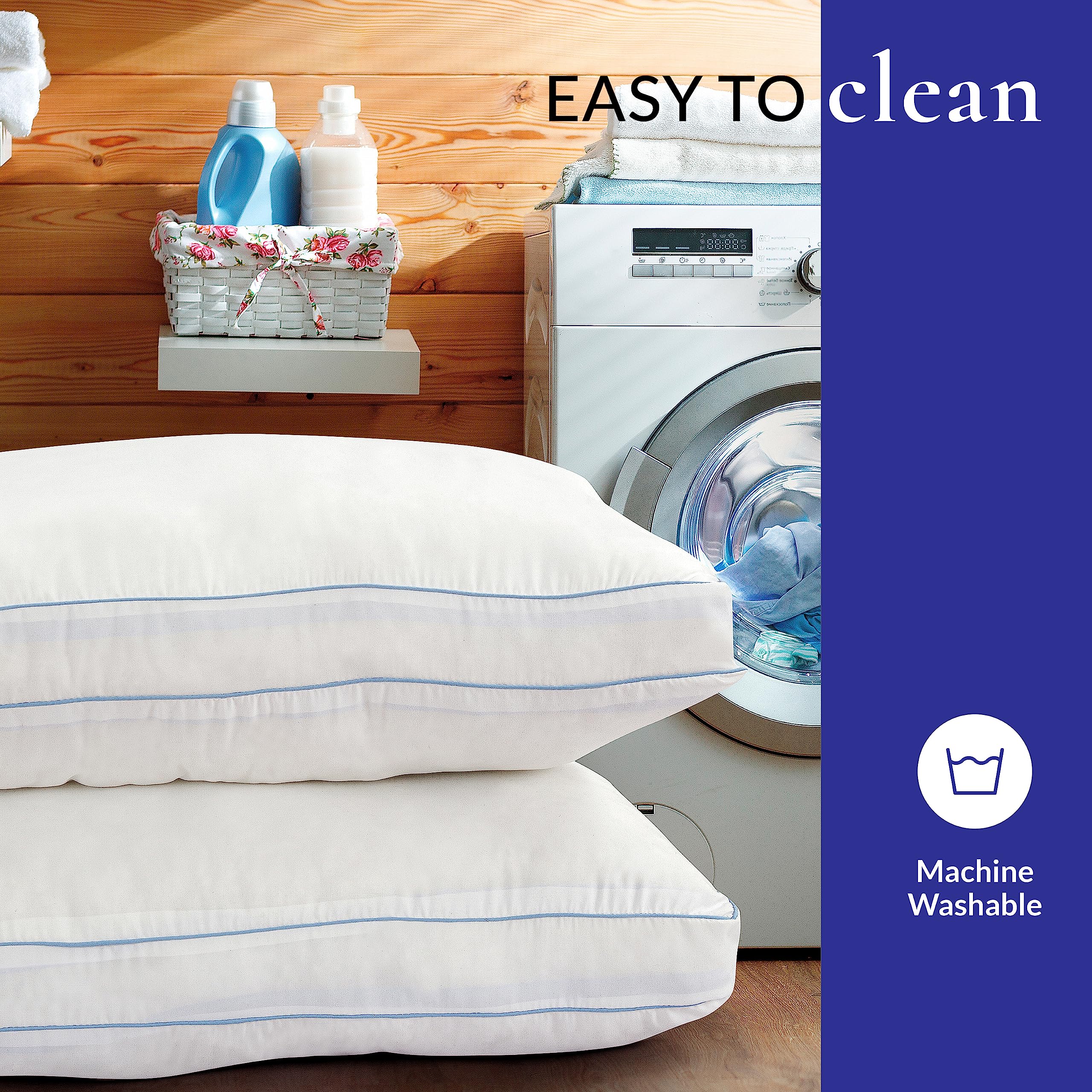 ROYALE LINENS Pillows King Size Set of 2 - Bed Pillows for Sleeping - Gusseted Pillow for Back, Stomach or Side Sleepers - Down Alternative King Pillows - Soft Hotel Quality (20x40 Inches, Pack of 2)