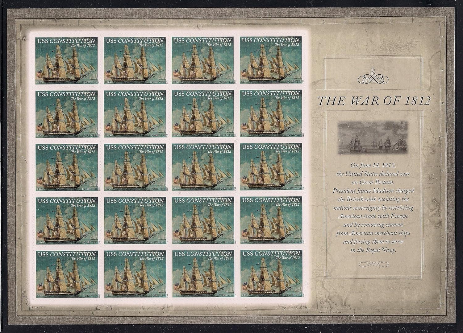 The War of 1812: USS Constitution US Forever Postage Stamps 4703