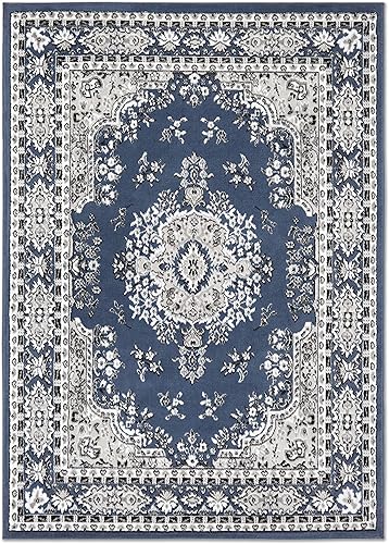 Miniatura 4 de Home Dynamix Premium Sakarya - Tapete tradicional con borde y medallón, azul medianoche, tapete rectangular de 21 pulgadas x 35 pulgadas
