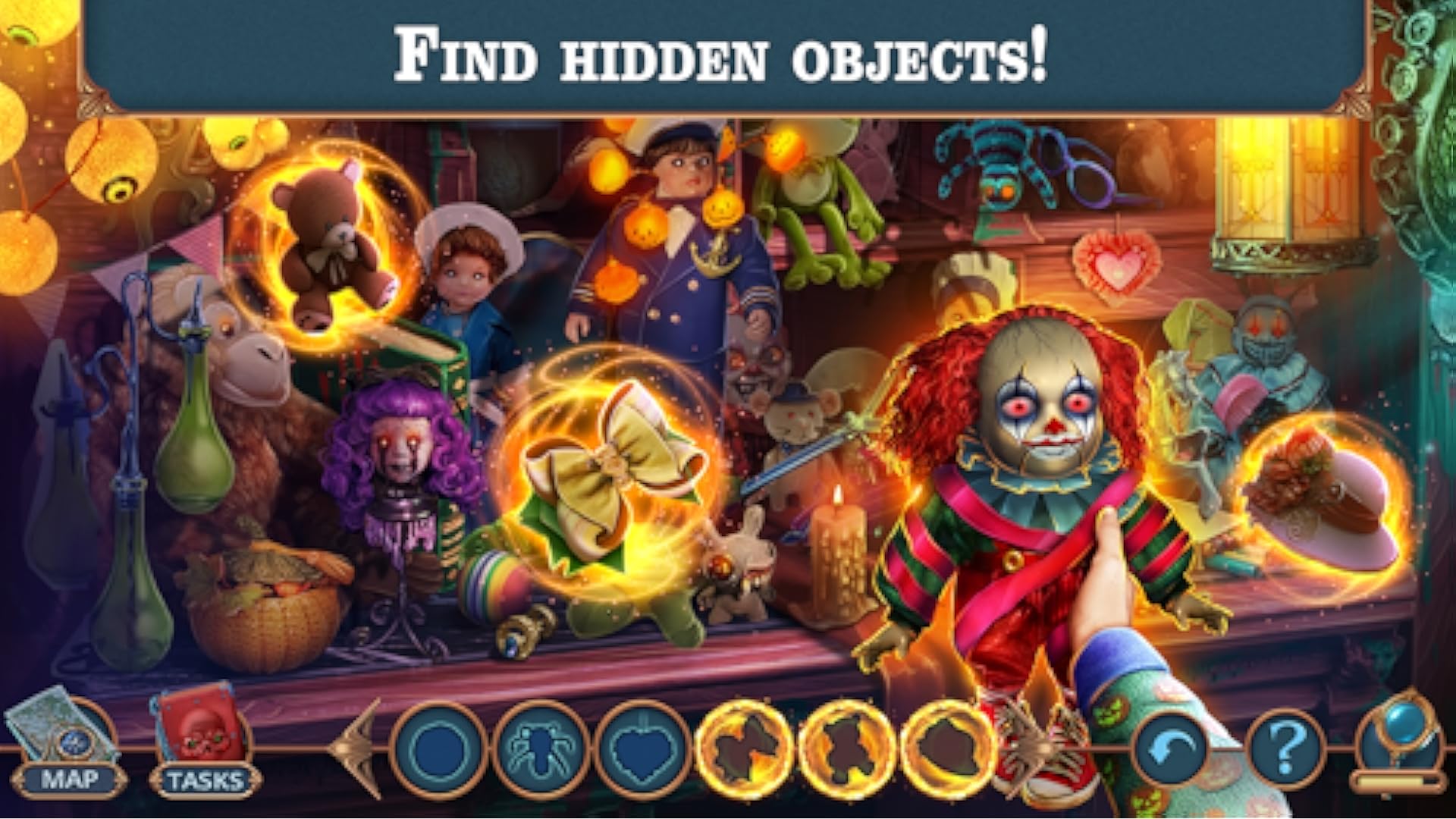 Hidden Objects Gloomy Tales Horrific Show Seek & find Halloween