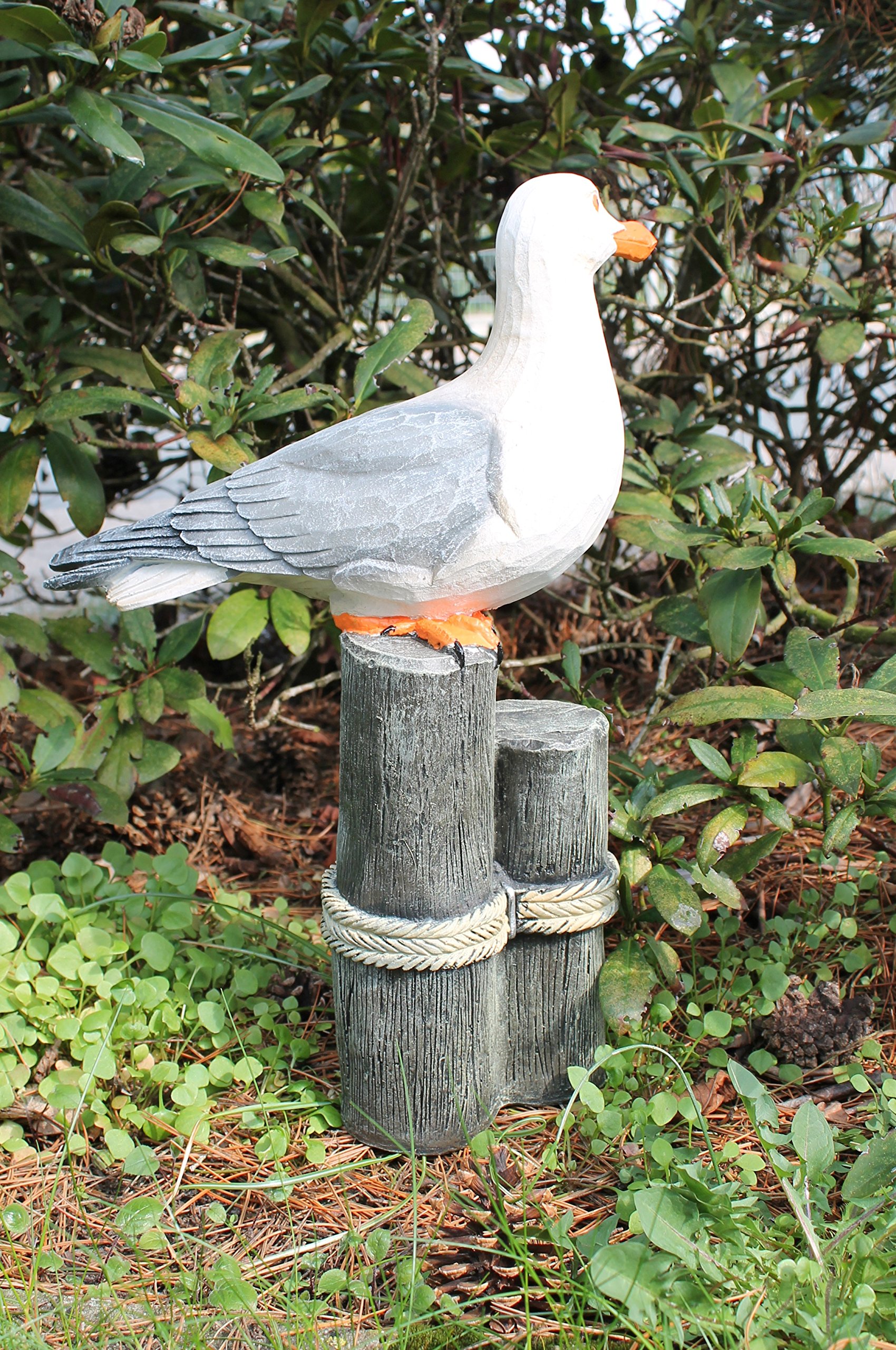 colourliving Dekofigur Möwe Holzschnitt Optik Garten Dekoration Fensterbank Möwe auf Polder