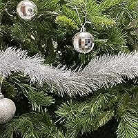 Vista 4 de Allgala Guirnalda de oropel blanco, guirnalda de oropel metálica de 50 pies para árbol de Navidad, decoración de hoja metálica para árbol
