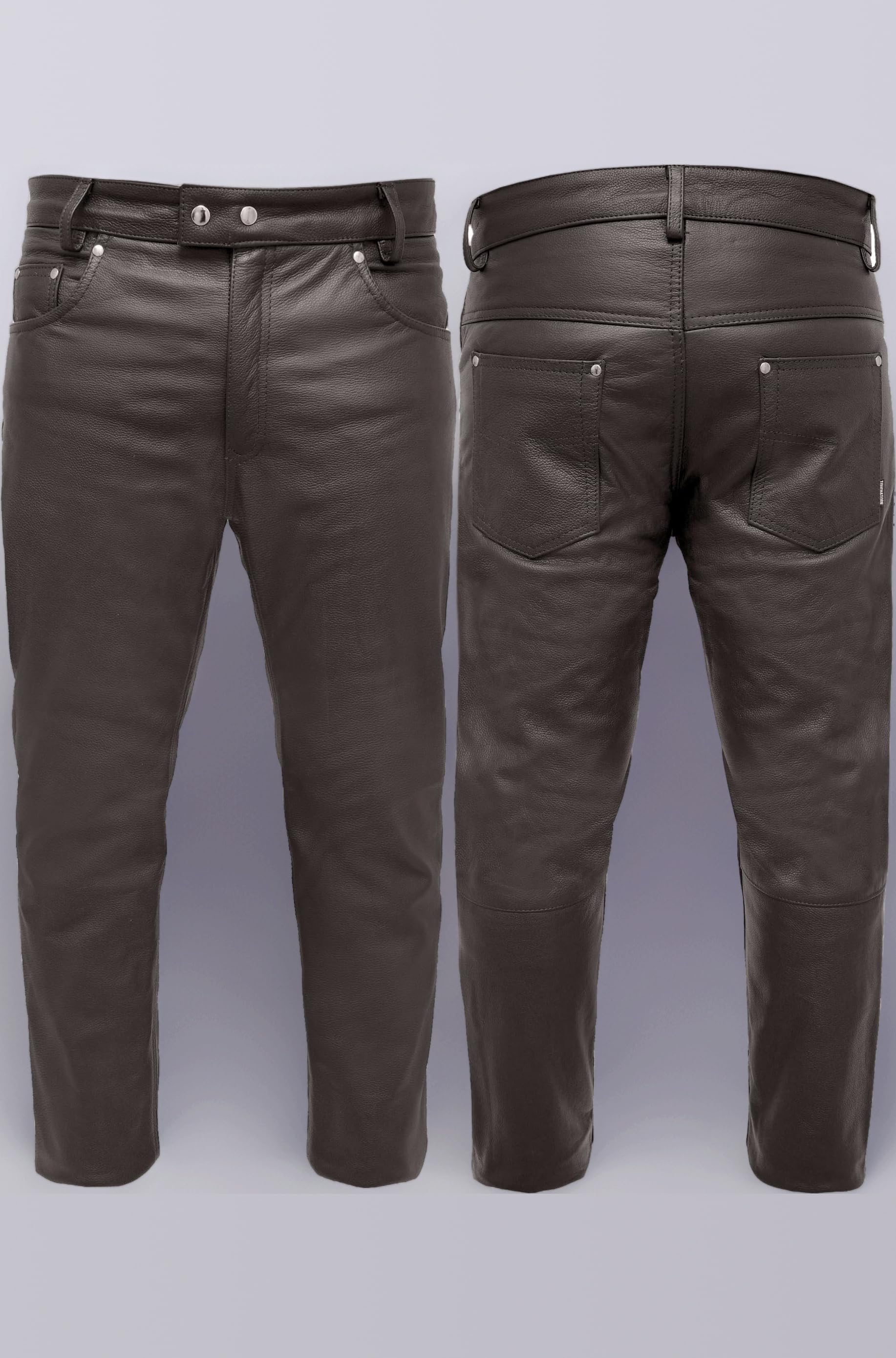 Touch&Torn Leather Pants Motorcycle Pants for Mens 30" to 44" Waist Jeans Style Pant with 5 Pockets Motorbike Pant for Biker