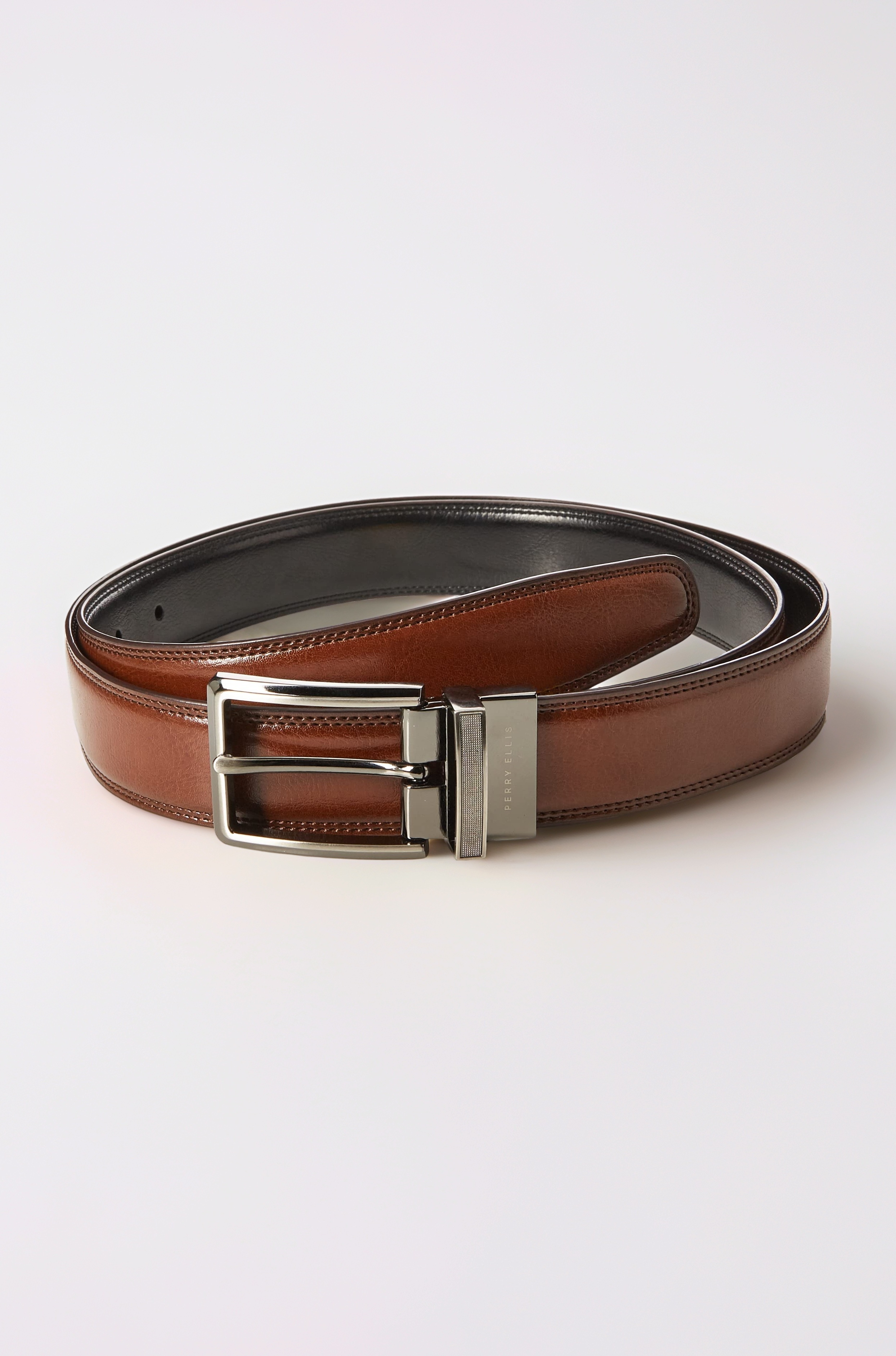 Perry Ellis Men's Portfolio Double Stitched Reversible Belt