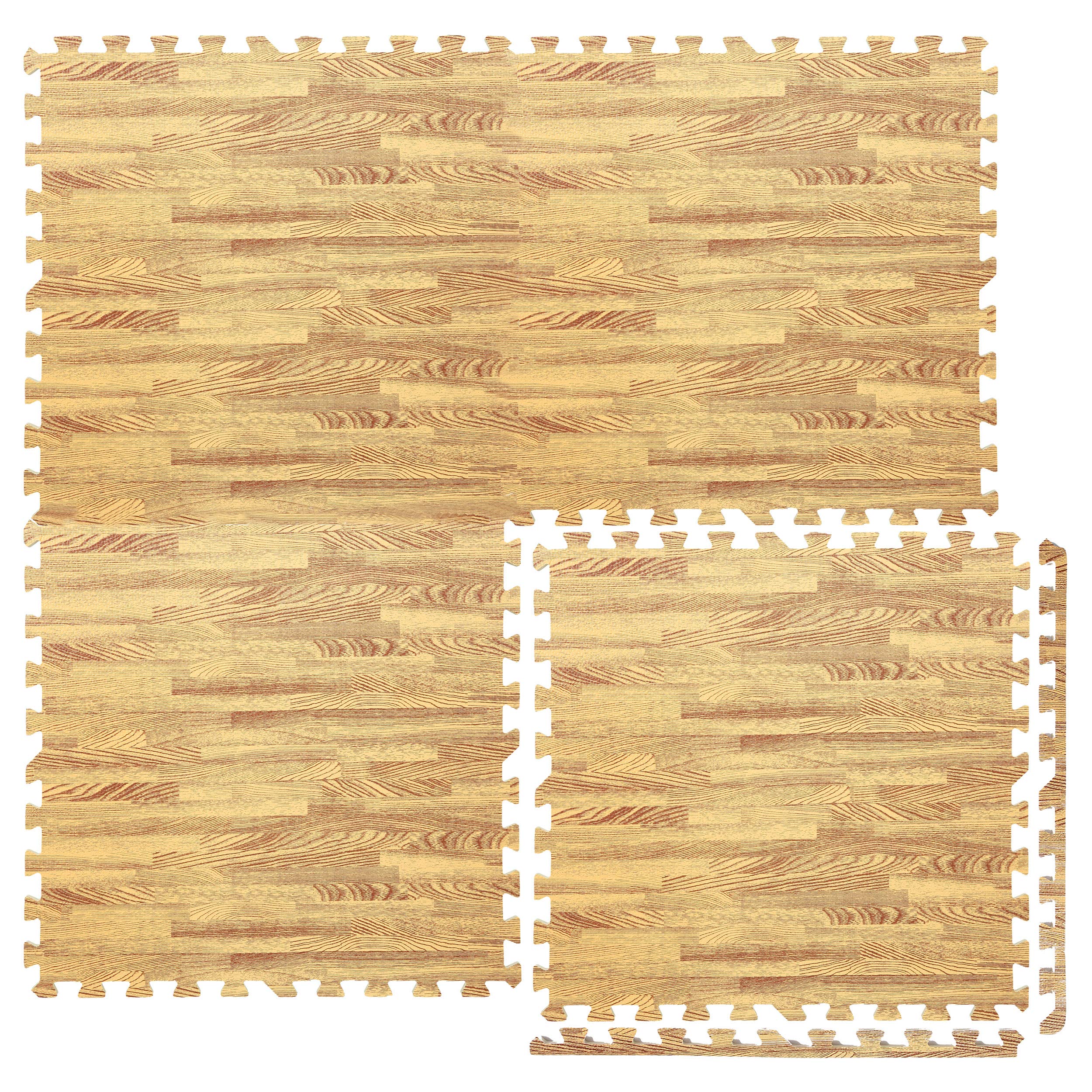 Lions Interlocking Foam Tiles Floor Eva Mats - Wooden Effect Gym Flooring 12mm Thick with Edges, Non Slip Foam Floor Tiles, Protective EVA Puzzle Rubber Tile, Home Workout