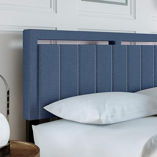 Miniatura 167 de Boyd Sleep Beaumont - Cama de plataforma tapizada con cabecero, base de colchón con 14 soportes de listones de madera, no requiere somier, piel