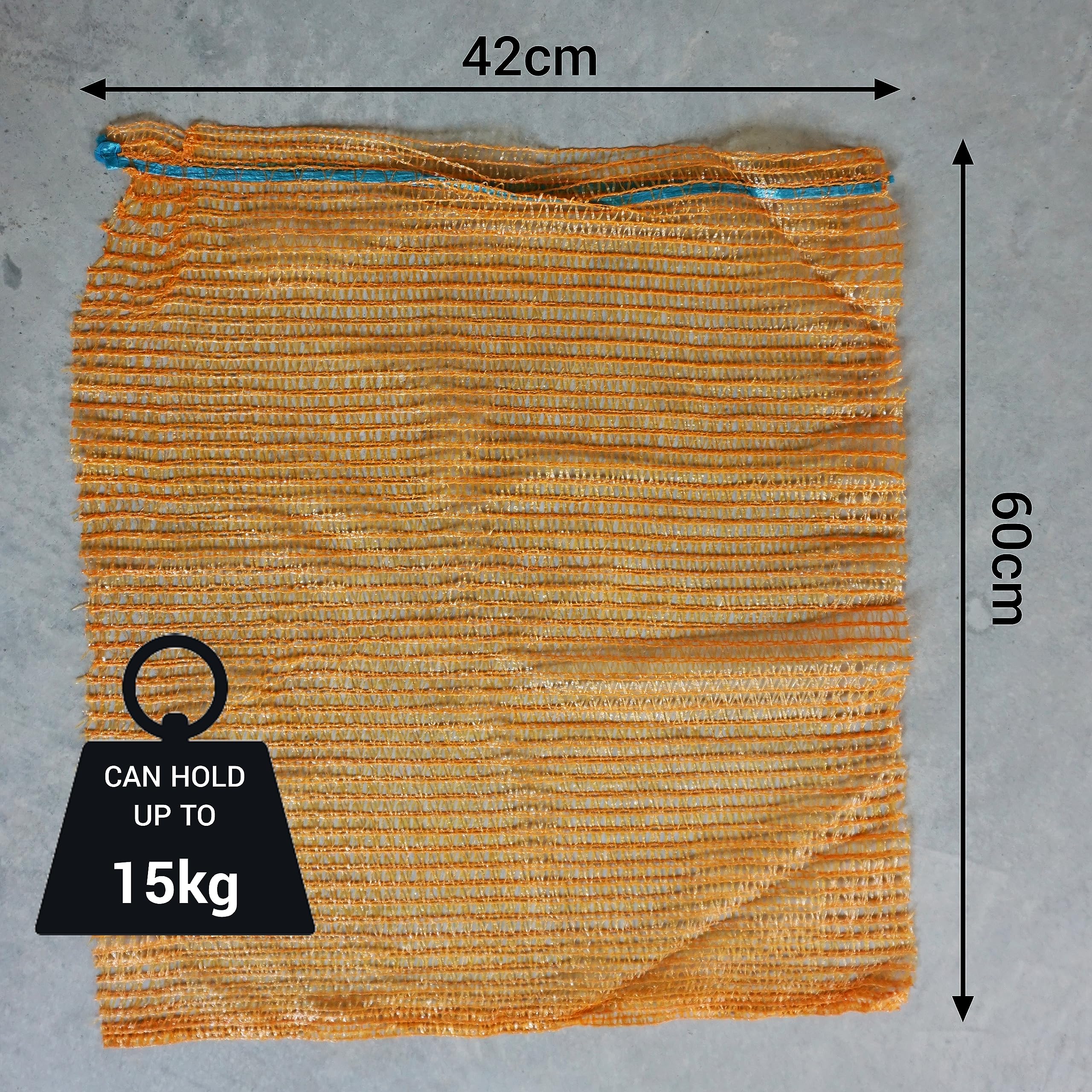 Raschel Lot de 100 sacs en maille plastique avec cordon de serrage Orange 42 x 60 cm