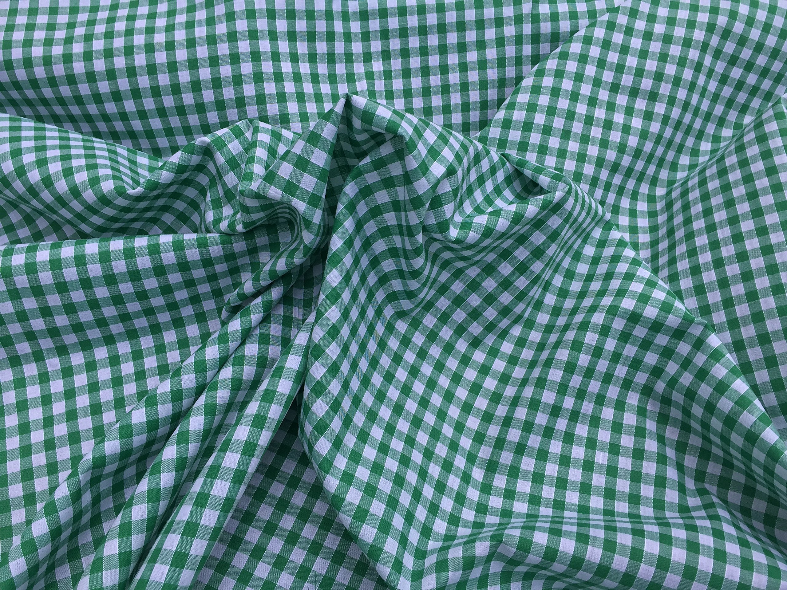 PRESTIGE FASHION Christmas polycotton print fabrics XMAS decoration crafts quilting dress fabric runners patchwork fabric - by the METRE (Gingham 1/4" - Green)