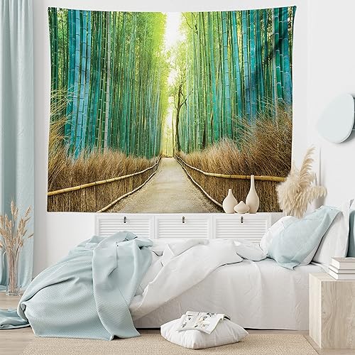 Miniatura 5 de Ambesonne Tapiz de bosque, fotografía panorámica del parque paisajístico histórico en Japón, estampado romántico, colgante de pared ancho para