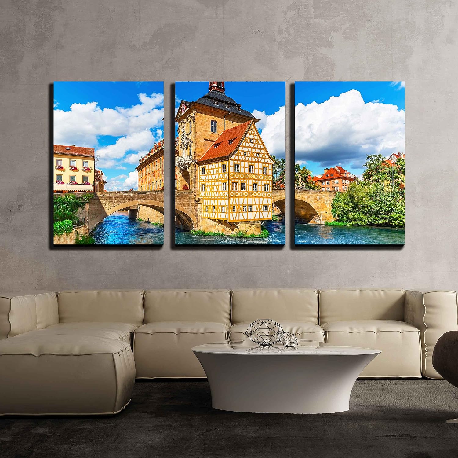Amazon.com: wall26 - 3 Piece Canvas Wall Art - Scenic Summer View of ...