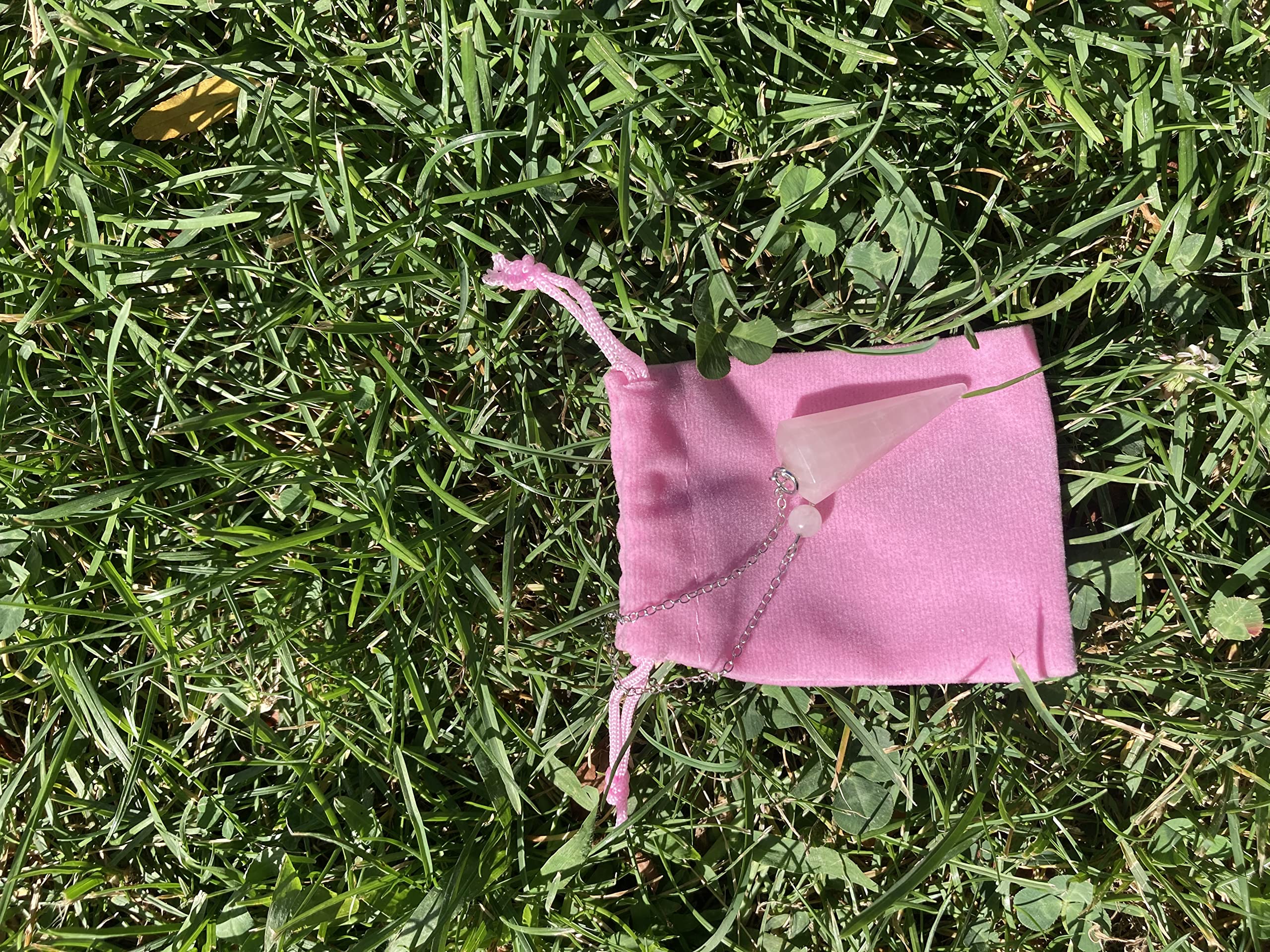 Péndulo piedra natural cuarzo Rosa, Péndulo de Cristal, Péndulo de Cristal Hexagonal Vintage para Radiestesia, péndulo Chakra Reiki Adivinación Meditación Wicca (Rosa) - 3