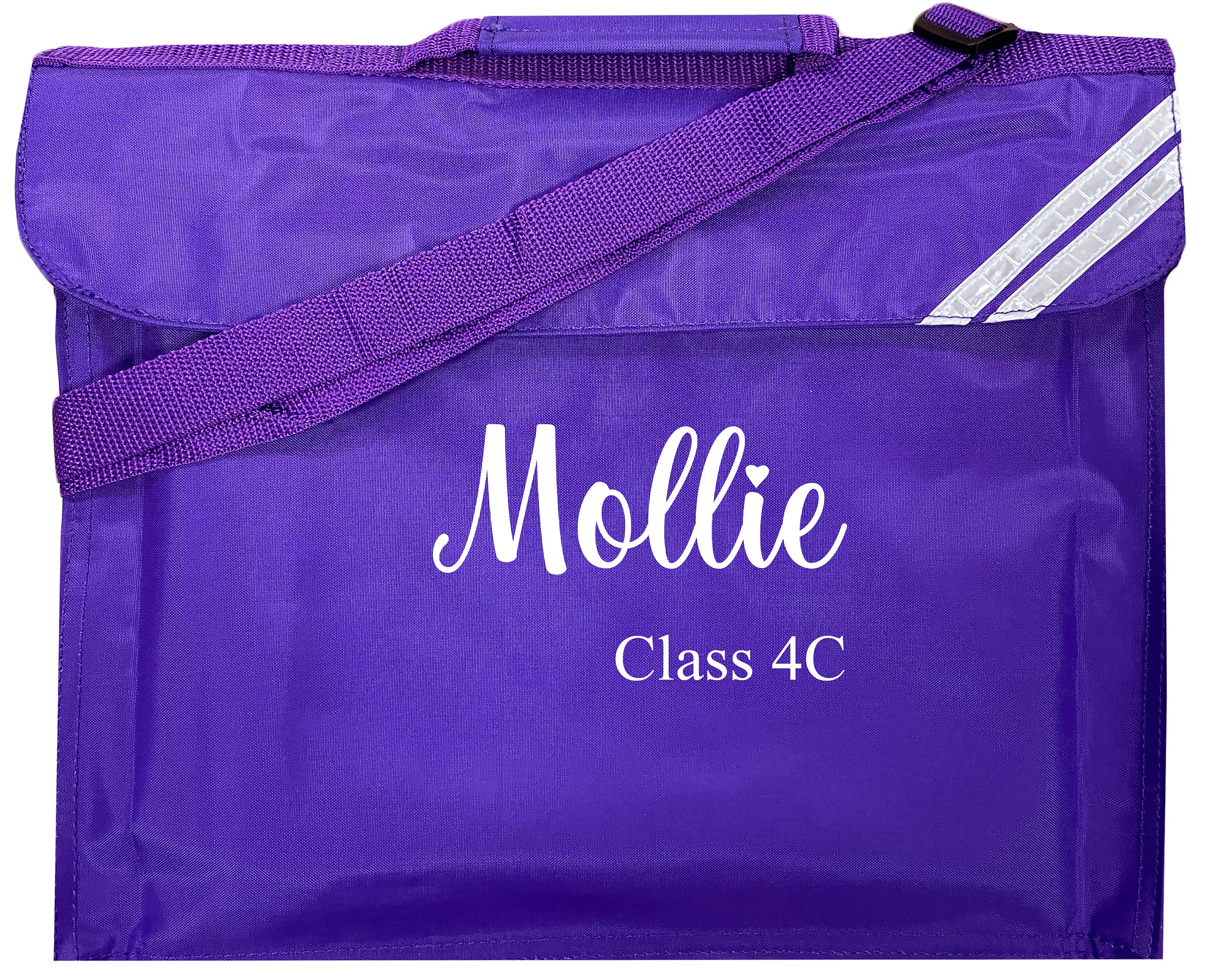 Kids Essentials Personalised Name & Class School Book Bag Multiple Colours Back to School (Purple)