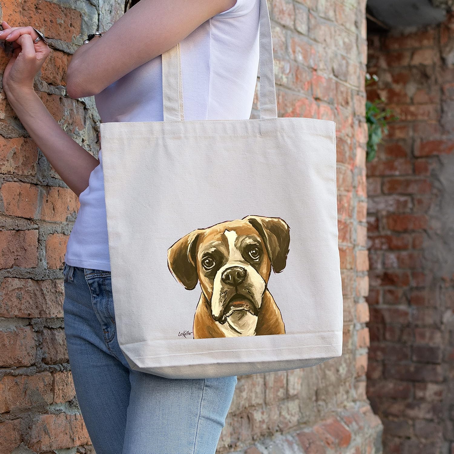 Boxer Tote Bag - Gifts For Mom - Boxer Lover Gift - Boxer Dog Gifts For Women -Handmade Totes - Dog Canvas Totes - Cute Boxer Reusable Shopping Bag - Shoulder Bag - Grocery Bag - Handbag - Beach Bag - Image 2