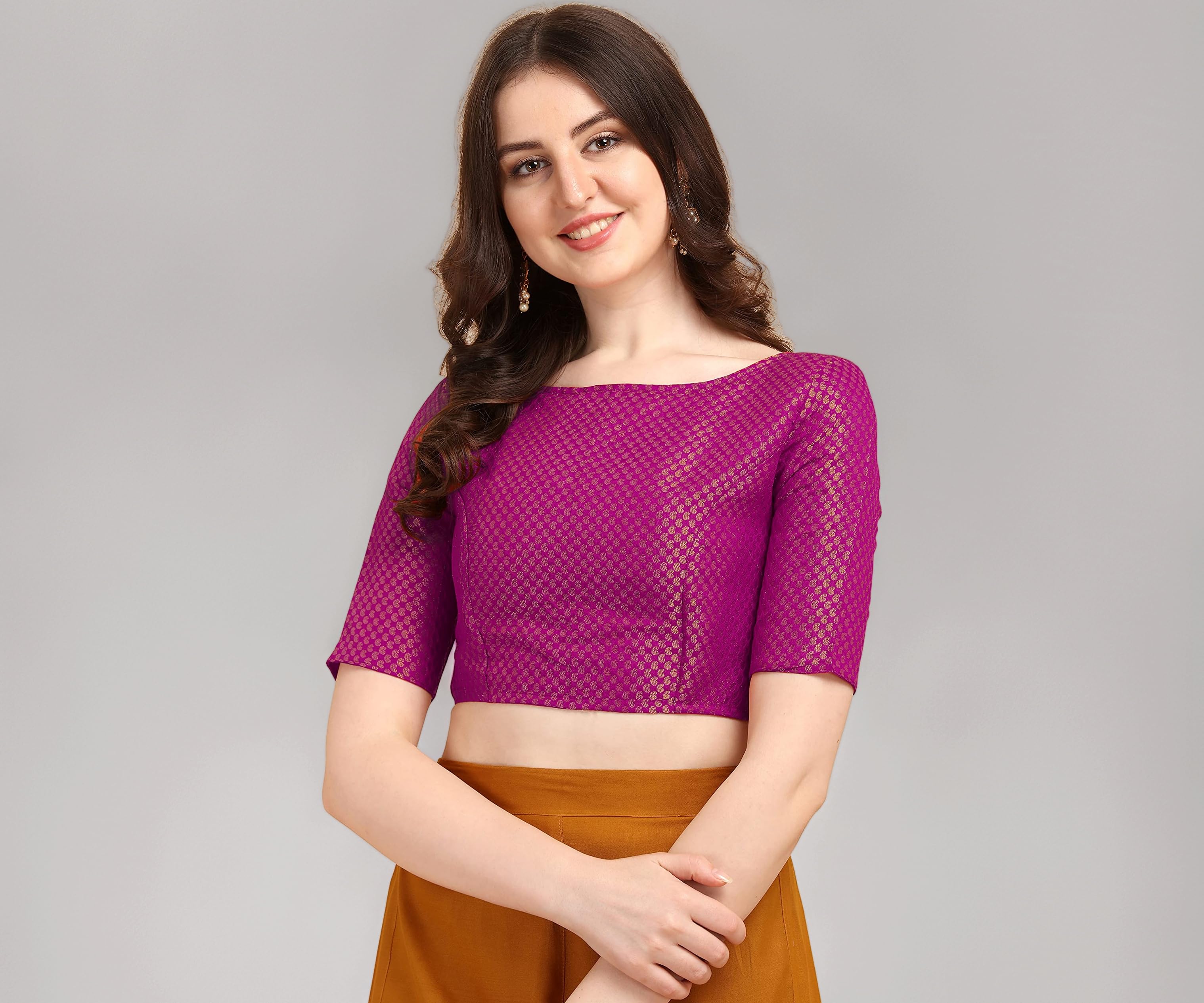 Women's Art Silk Solid Half Sleeve Fitted Blouse Pack of 1