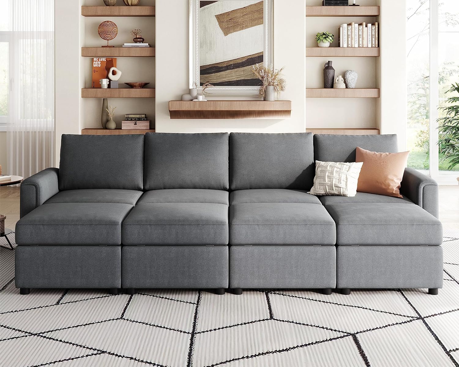 LINSY HOME Modular Sectional Sofa, Sleeper Sofa with