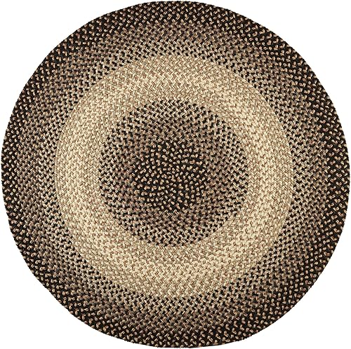 Super Area Rugs Classic Hartford - Alfombra trenzada para uso en interiores y exteriores carbón 4 x 4 pies redonda