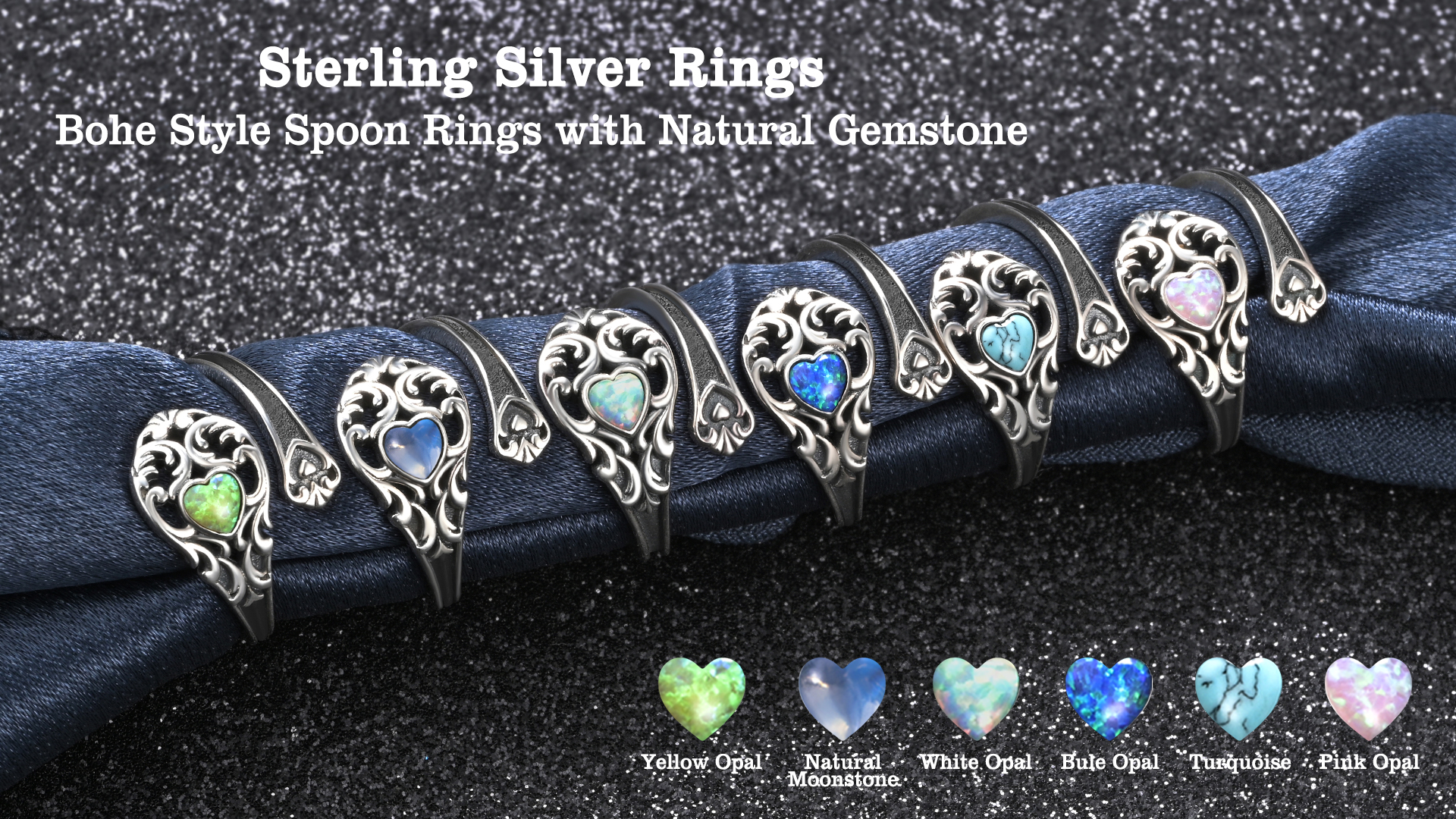 Vintage Opal Spoon Ring - S925 Sterling Silver, Adjustable Cross Thumb Ring, Grandma Gift