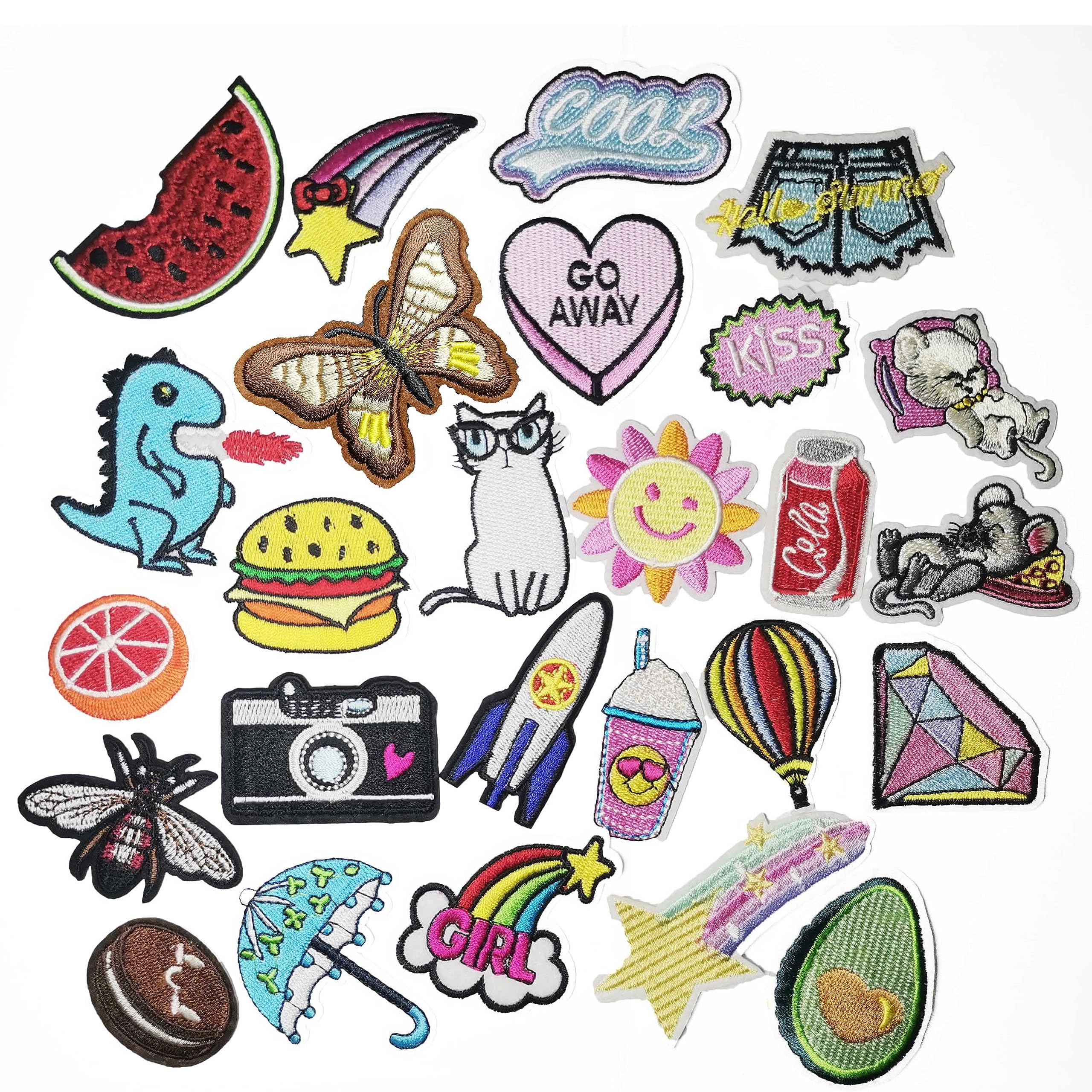 Iron sheets and embroidered iron sheets, used for sewing sets of jackets, backpacks, jeans, backpacks, and clothing，Clothing Embroidered Patches Decoration DIY Craft Patches Sew（26 Pcs）