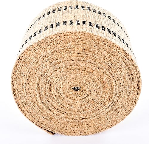 Miniatura 5 de Tapicería/Cinta de yute artesanal (arpillera) 3.5 pulgadas X 10 yardas, natural con rayas negras