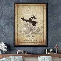 Vista 2 de Mapa de Adana, Turquía, Vintage Western (16x20)