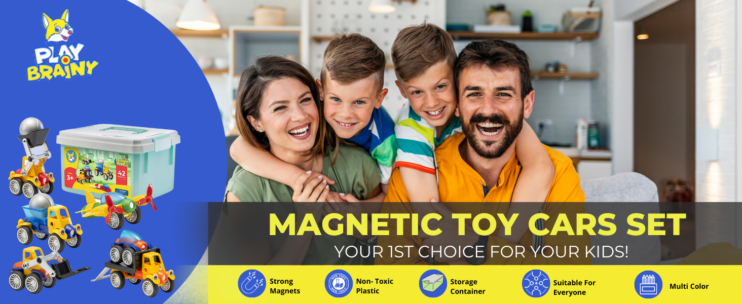 Amazon.com: Play Brainy Magnetic Toy Cars Set for Boys and Girls