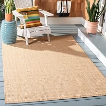 SAFAVIEH Outdoor Area Rug 53"x77" - Courtyard Collection - Coastal Design, Natural & Cream, Durable & Easy Cleaning, Ideal for Patio, Entryway, Mudroom CY8022-03012-5